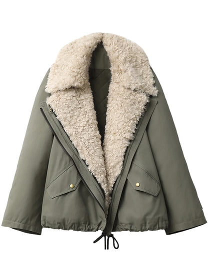 Women’s Retro Motorcycle Cotton Jacket – Thick Warm Loose Streetwear Coat