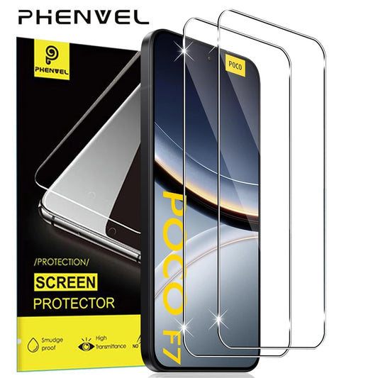2pc Crystal Clear Tempered Glass Screen Protector For Xiaomi POCO F7 Full Cover Anti Shatter Protective Glass