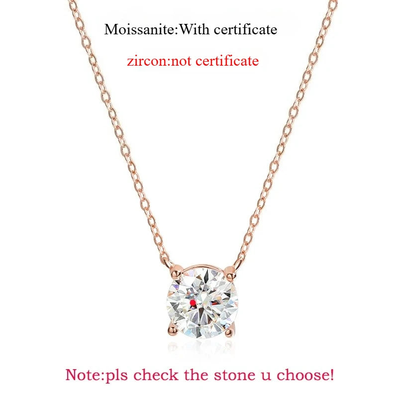 Smyoue 1–5CT Moissanite Pendant Necklace D Color 925 Sterling Silver Rose Gold for Women