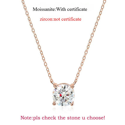 Smyoue 1–5CT Moissanite Pendant Necklace D Color 925 Sterling Silver Rose Gold for Women