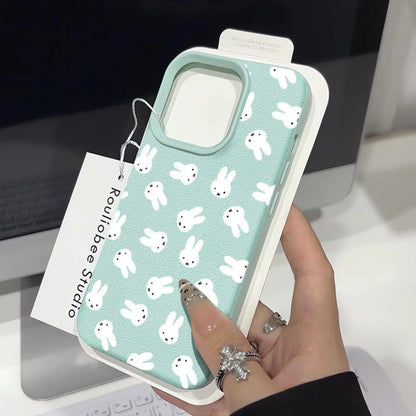 Kawaii Miffy Rabbit Phone Case Fills The Screen 16PROMAX Phone Case /15 Soft Case 14 Lychee Pattern 13 Niche 12/X