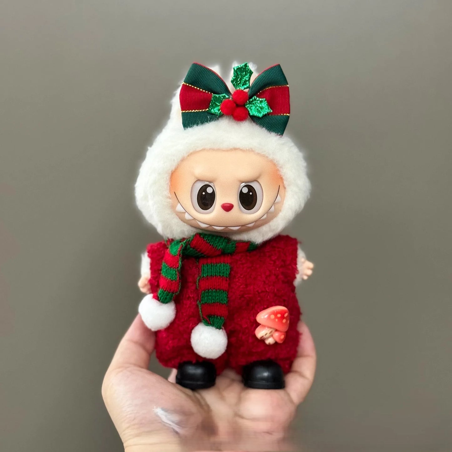 Labubu Christmas Deer Outfit – Red Festive Clothes Set for V1/V2/V3/V4 Figures, “Pin For Love” Holiday Edition