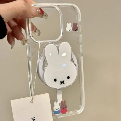New Miffy bracket magnetic phone case suitable for iPhone 11-16promax anti drop and dustproof phone protection accessories