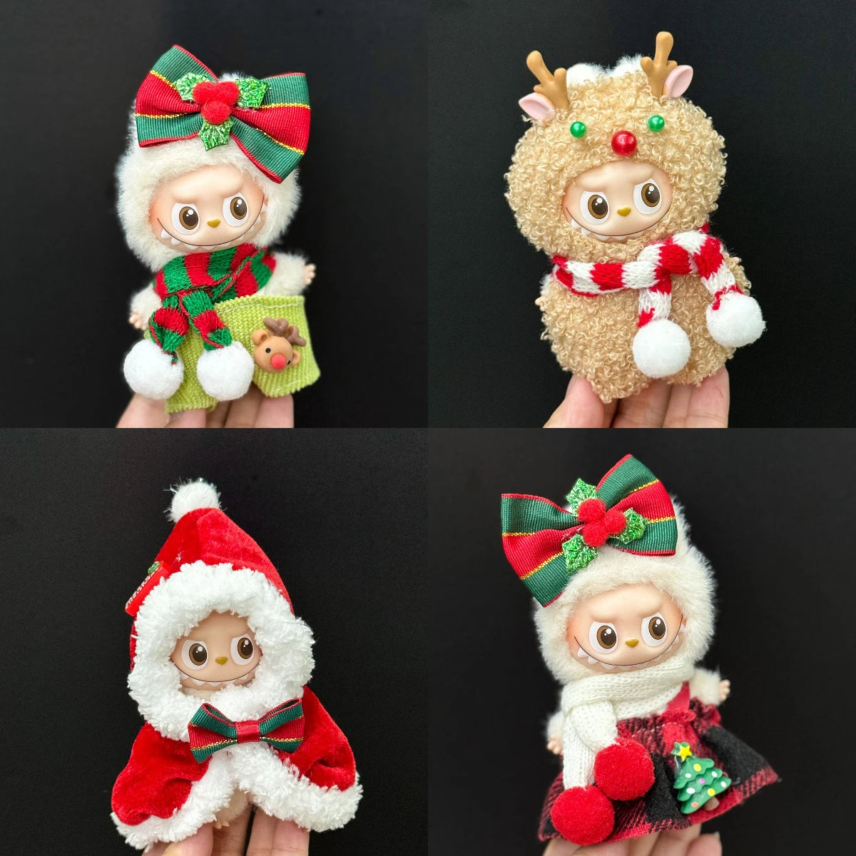 Labubu Christmas Deer Outfit – Red Festive Clothes Set for V1/V2/V3/V4 Figures, “Pin For Love” Holiday Edition