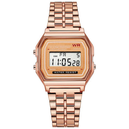 Luxury Rose Gold Digital Watch – Retro Style Electronic Wristwatch for Men & Women