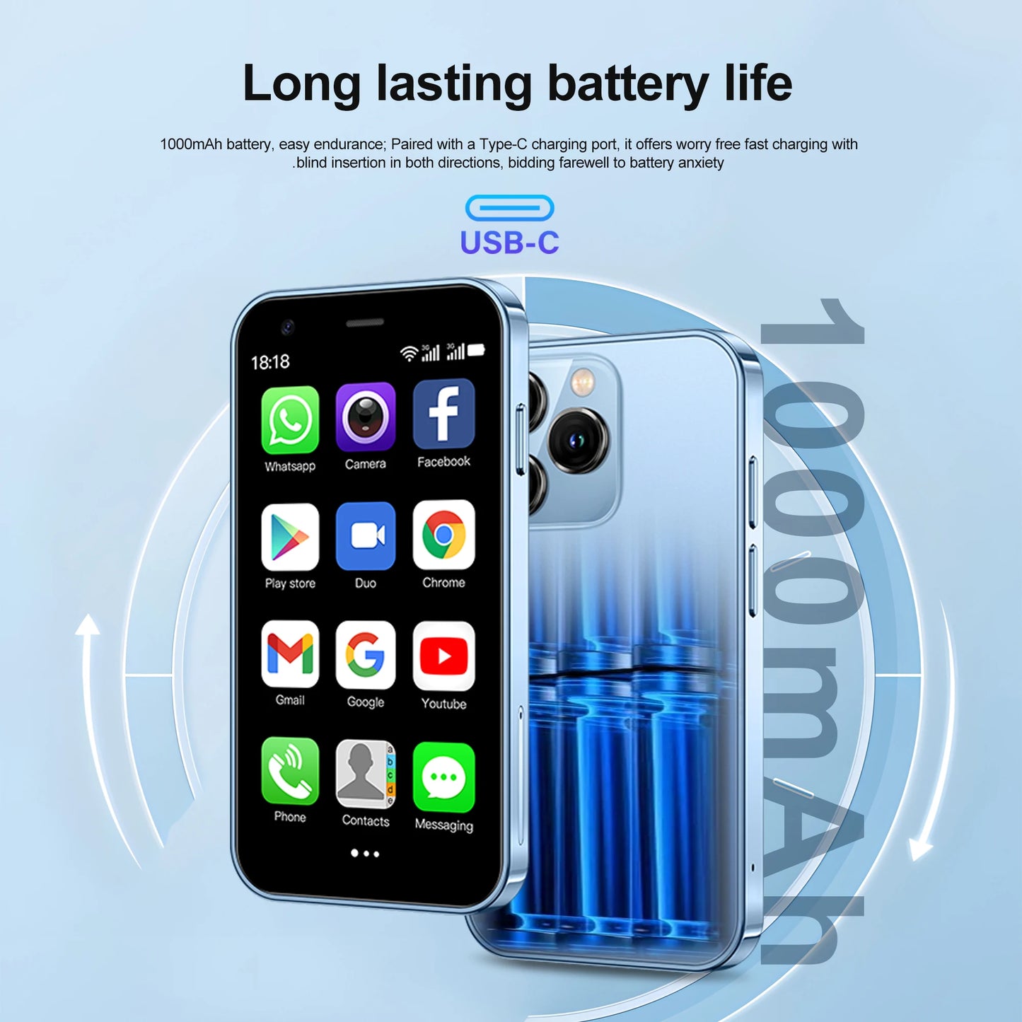 SERVO 15SE Mini Smartphone 3.0" Android 3G Dual SIM 2GB+16GB WiFi WhatsApp Small Smart Phone