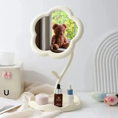 Makeup Mirror - Portable Dressing Table Mirror with Floral Pattern for Bedroom & Office