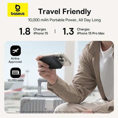 Baseus Qi2 Magnetic Power Bank 10000mah 15W Wireless Charging 22.5W Wired Charge Qi2-Certified for iPhone 16 15 14 13 12 Pro Max