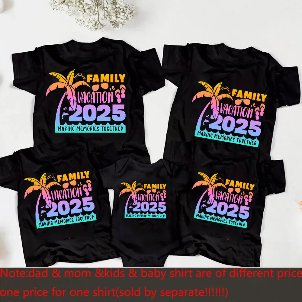 Family Vacation 2025 Matching Shirts – Dad, Mom, Kid & Baby – Beach Summer Travel T-Shirts