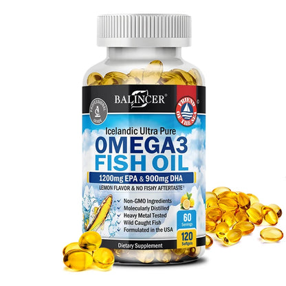 Omega-3 Fish Oil Supplement with EPA & DHA – 120 Capsules for Heart & Brain Health