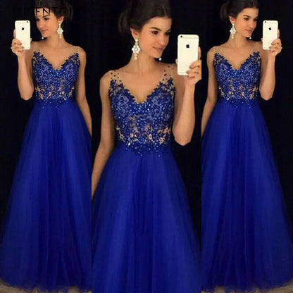 Women’s Long Formal Dress – Elegant Lace Floral Ball, Prom, Wedding & Evening Gown
