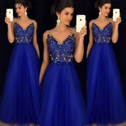 Women’s Long Formal Dress – Elegant Lace Floral Ball, Prom, Wedding & Evening Gown