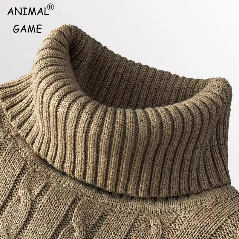 Men’s Turtleneck Knitted Sweater – Warm Woolen Rollneck Casual Jumper