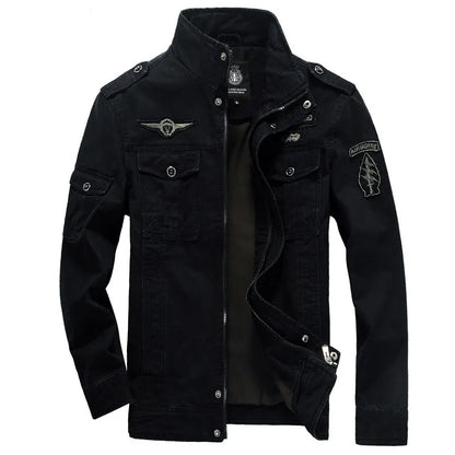 Men’s Military Cotton Jacket – 2025 High-Quality Multi-Pocket Embroidered Pilot Coat (Plus Size)