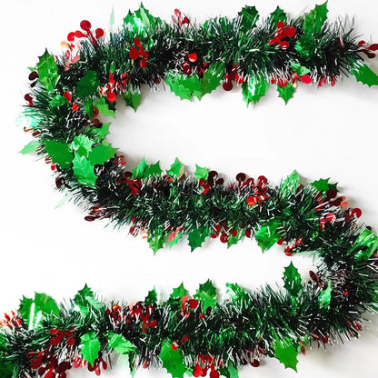Christmas Tinsel Garland – Shiny Metallic Tree Decoration for Home & Living Room