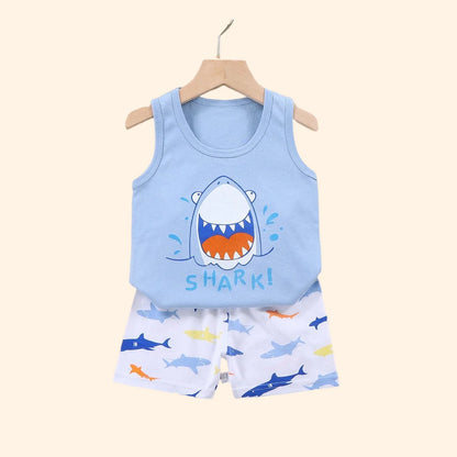 2PCS Children Summer Clothing Set – Cotton Vest & Shorts – Boys & Girls Sleeveless Outfit