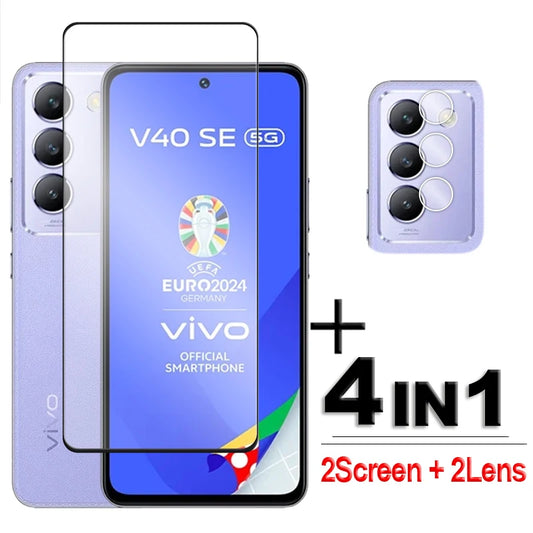 4in1 For Vivo V40 SE 5G Glass For Vivo V40 SE Tempered Glass 6.67 inch 2.5D Full Cover Screen Protector For Vivo V40 SE Film