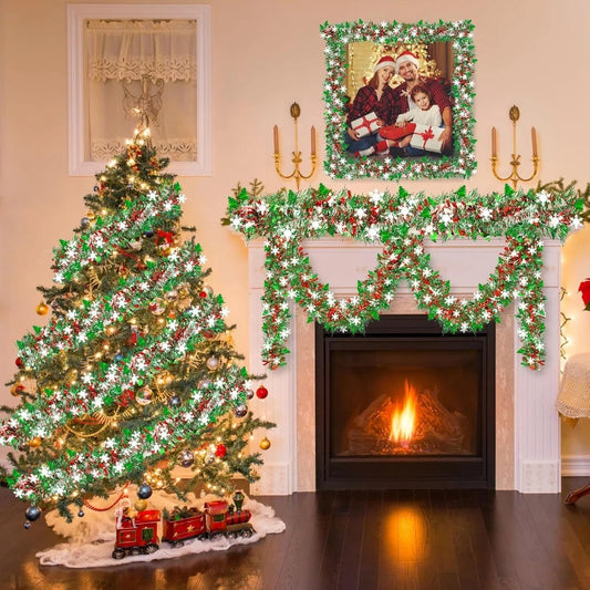 Christmas Tinsel Garland – Shiny Metallic Tree Decoration for Home & Living Room