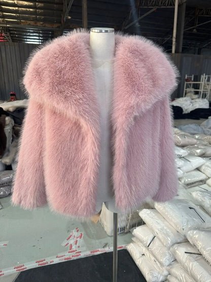 Women’s Faux Fur Jacket – 2025 Autumn/Winter Loose Long-Sleeve Toka Fox Coat