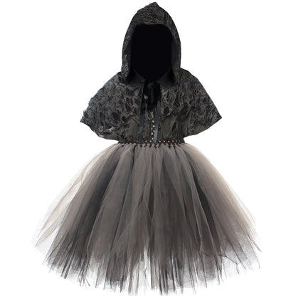 2025 Halloween Girls Demon & Death Costume – Medieval Hooded Cloak for Horror Cosplay and Party Fancy DressHalloween, Girls Costume, Demon Costume, Death Costume, Horror Costume