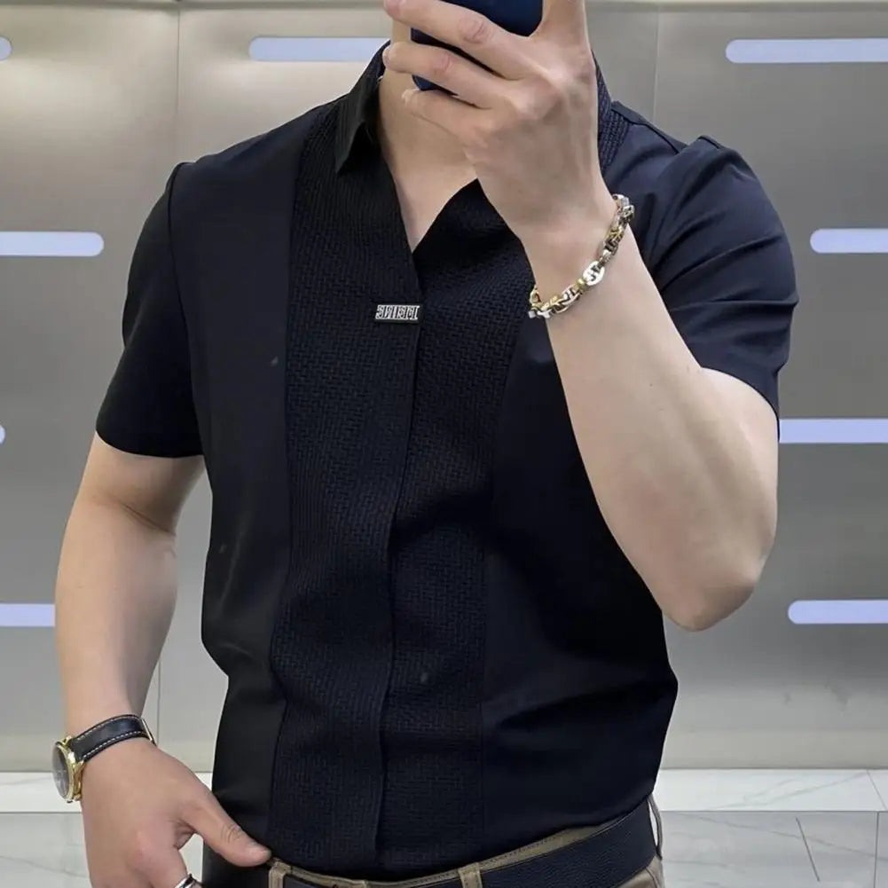 Men’s Summer Short Sleeve Turn-down Collar Shirt