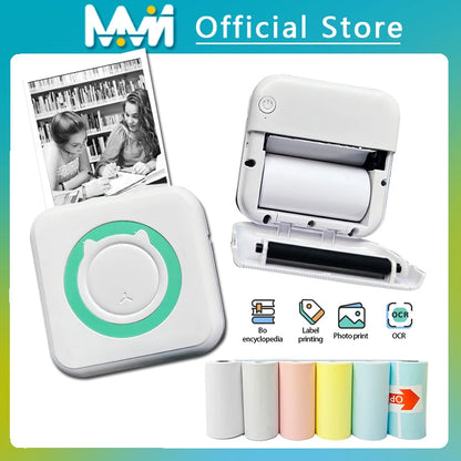 Mini Thermal Printer - Portable Wireless Bluetooth Label Sticker Photo Printer