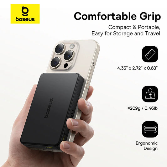 Baseus Qi2 Magnetic Power Bank 10000mah 15W Wireless Charging 22.5W Wired Charge Qi2-Certified for iPhone 16 15 14 13 12 Pro Max