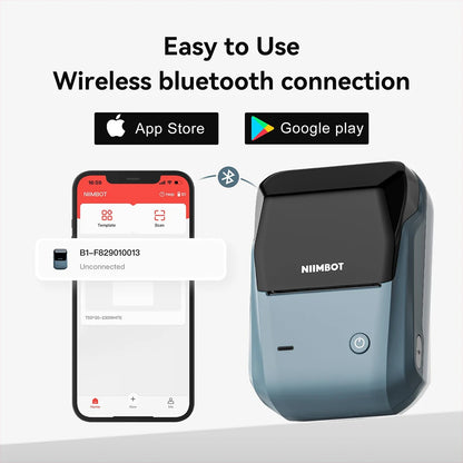 Niimbot B1 Portable Thermal Label Printer – Bluetooth Mini Sticker & Adhesive Paper Printer (2-Inch Label Maker)