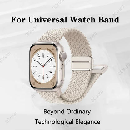 Nylon Braided Magnetic Strap for Apple Watch – Compatible with 40mm, 41mm, 44mm, 45mm, 49mm (Series SE, 3, 5–9, Ultra2)