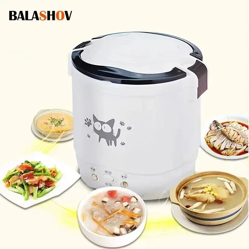 Portable Electric Mini Rice Cooker 12V/24V/220V MultiCooker for Car Truck Home Use