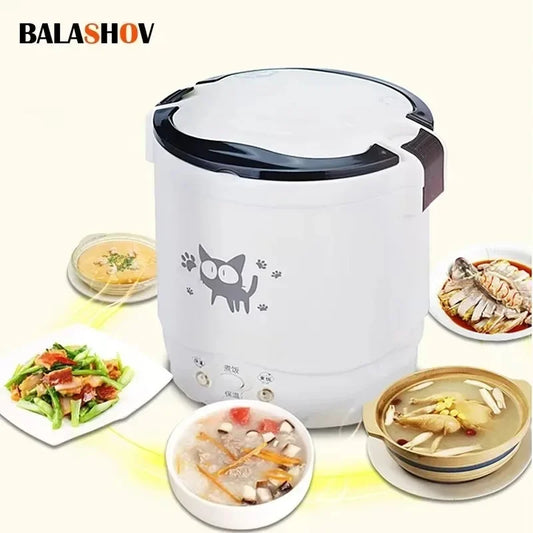 Portable Electric Mini Rice Cooker 12V/24V/220V MultiCooker for Car Truck Home Use