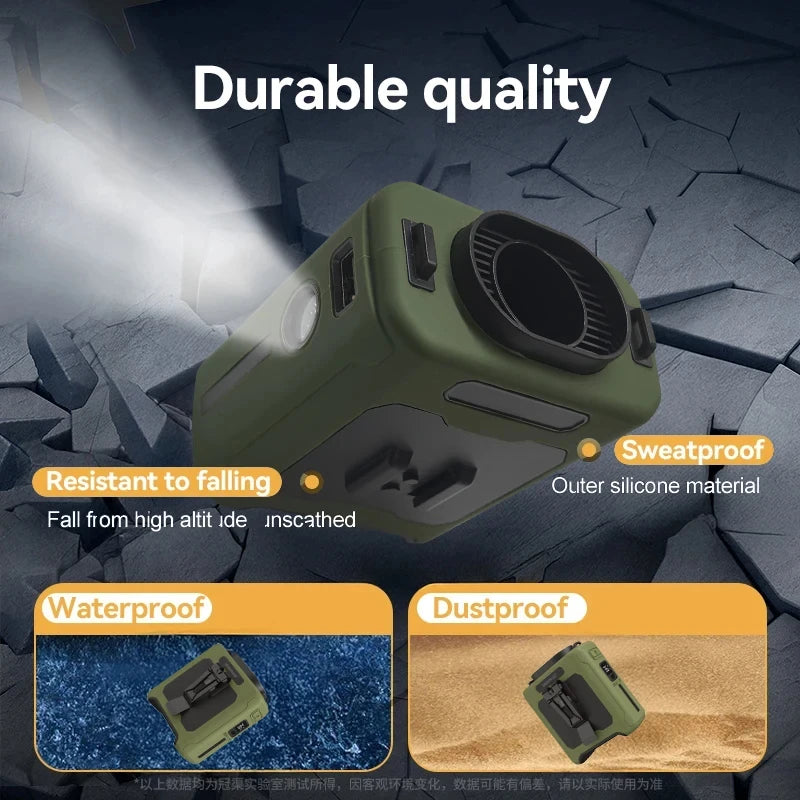 Waist Clip Fan Portable Mini Hanging Neck Fan USB Rechargeable Fan Small Outdoor Camping Sports Waist Fan with Power Bank LED Li