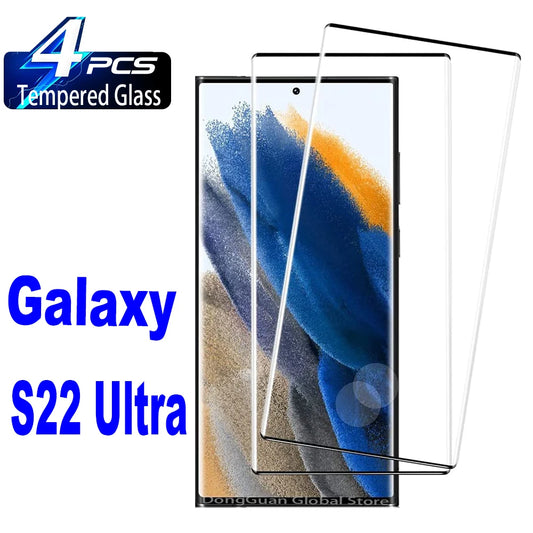 9H Curved Full Glue Tempered Glass Screen Protector for Samsung Galaxy S22 Ultra 5G (2/4PCS HD Set)