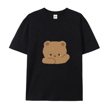 2025 New Y2K Women’s Oversized T-Shirt – Cute Bear Print Cotton Summer Top, Loose Fit Streetwear