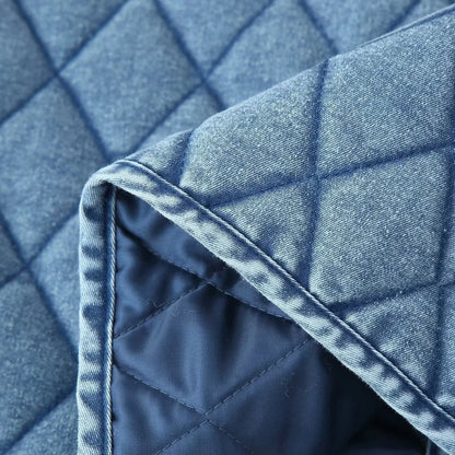 Women’s Quilted Denim Coat – Washed Cowboy Jacket with Bow Decoration | Spring/Summer Casual Fashion