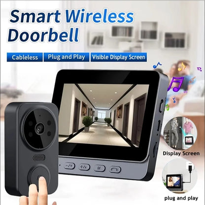 Wireless Video Doorbell Camera Bundle Smart Security with Night Vision 2.4G WiFi HD Motion Detection Cloud Storage