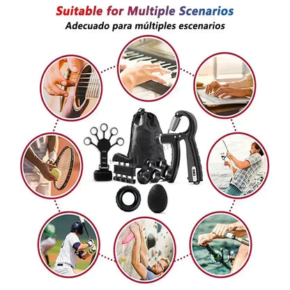 5-60Kg Adjustable Grip Strength Trainer with Finger Exerciser Hand Grip Strengthener for Muscle Building and Injury Recover