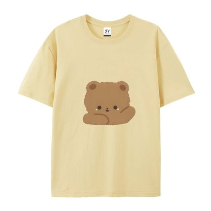 2025 New Y2K Women’s Oversized T-Shirt – Cute Bear Print Cotton Summer Top, Loose Fit Streetwear