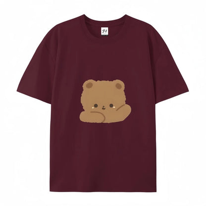 2025 New Y2K Women’s Oversized T-Shirt – Cute Bear Print Cotton Summer Top, Loose Fit Streetwear