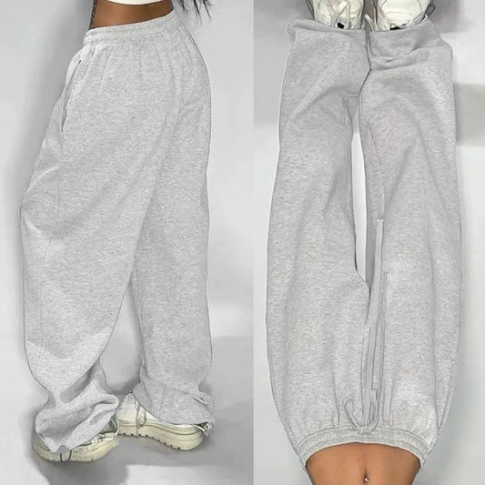 Women’s High-Waist Lace-Up Sweatpants – Loose Baggy Joggers for Streetwear, Sports & Dance | Y2K Fashion