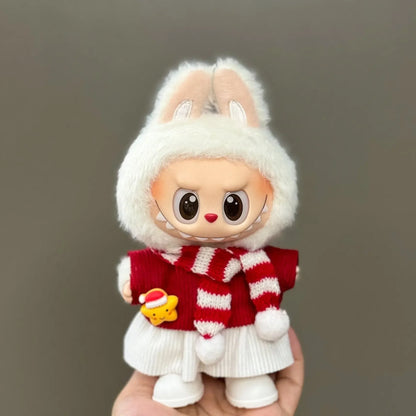 Labubu Christmas Deer Outfit – Red Festive Clothes Set for V1/V2/V3/V4 Figures, “Pin For Love” Holiday Edition