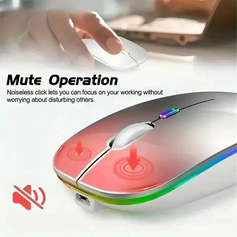 Wireless Rechargeable Silent LED Backlit Mouse – Dual Mode Bluetooth & 2.4GHz Optical Mouse for Laptop & PC