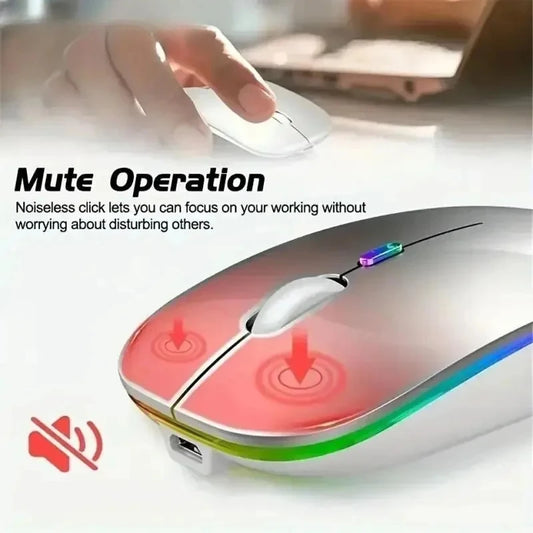 Wireless Rechargeable Silent LED Backlit Mouse – Dual Mode Bluetooth & 2.4GHz Optical Mouse for Laptop & PC