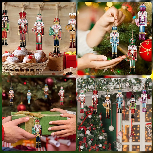12PCS Nutcracker Wooden Decorative Set - Christmas Gift, Party Decoration And Home Decor