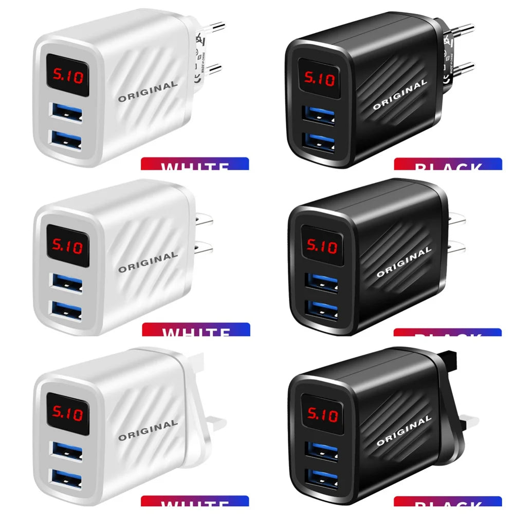 3.1A USB Fast Charger 20W USB Type C Charger PD Quick Charger QC 3.0 Digital Display Wall Power Adapter Travel Charger For Phone