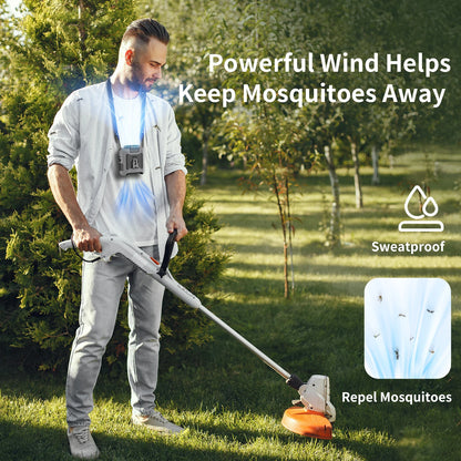 Socool 10000mAh Waist Fan Portable Handheld Hanging Neck Fan Ultra-Strong Wind with Phone Charging LED Light for Outdoor Working