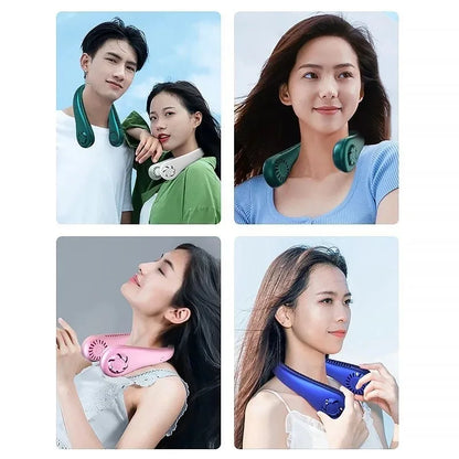 Hanging Neck Fan Convenient Small Fan Can Be Freely Adjusted Mini Small USB Charging Leafless Large Wind Hanging Neck Outdoors