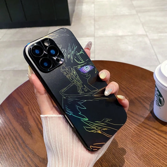 New Laser Bling Anime Cases for iphone 14 13 12 15 16 pro max 13pro 14pro 15pro Kakashi Obito Pain Phonecase Gift