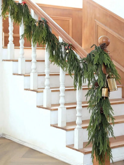 1.8M Artificial Norfolk Pine Garland – Real Touch Winter Green Christmas Decoration for Home & Outdoors