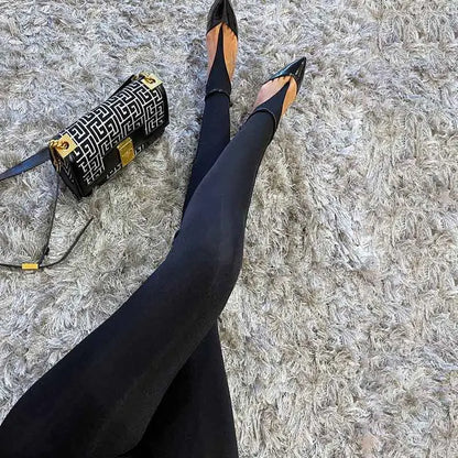 Women’s Y2K High Waist Glitter Skinny Pants – Korean Fashion Winter Leggings